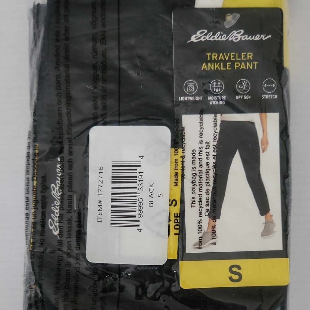 Eddie Bauer Traveler Black Ankle Pants.  NEW  w/ Tags!